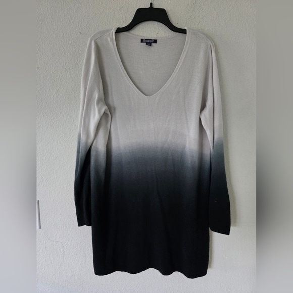 Roamans Womens Oyster Ombré Ribbed Sweater Dress Sz M Long Sleeve Knit - Picture 2 of 10